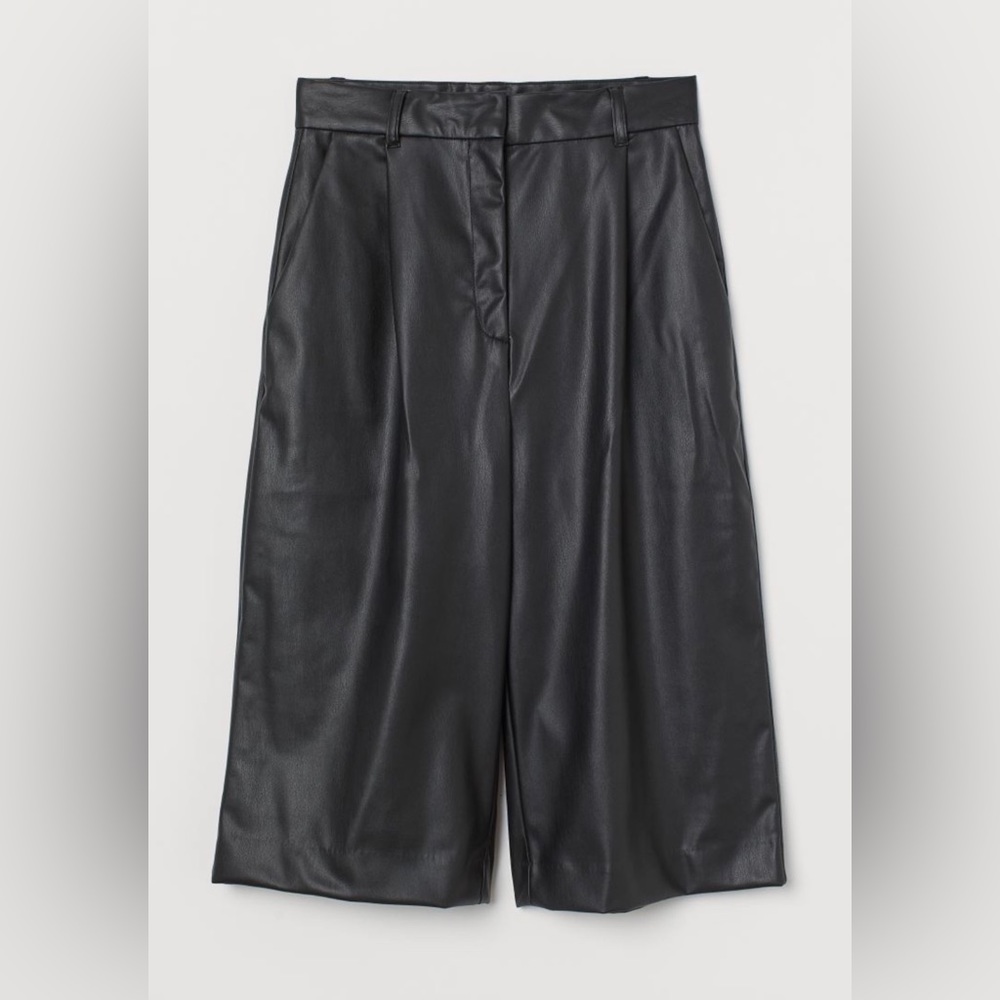 Wide-Leg Faux Leather Shorts